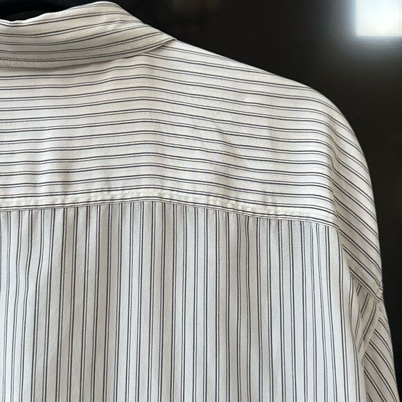 Eileen Fisher 100% Silk Oversized Striped Button Down Tunic Blouse Size S - Picture 13 of 13